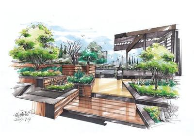 「設(shè)計(jì)手繪」庭院景觀手繪設(shè)計(jì)線稿上色